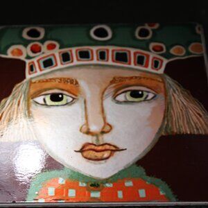 Artistic Wall Hanging Paper Original Art with Abstract Face Design